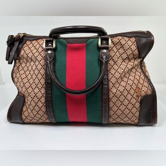 Gucci Web Duffle Bag Diamante Canvas Large - Picture 3 of 12